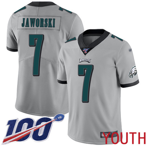 Youth Philadelphia Eagles #7 Ron Jaworski Limited Silver Inverted Legend NFL Jersey 100th Season Football